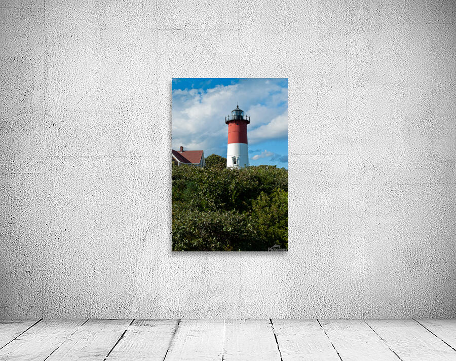 Striped Tower of Nauset Lighthouse on Cape Cod in Massachusetts Wall Preview
