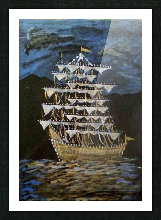 golden ship Picture Frame print