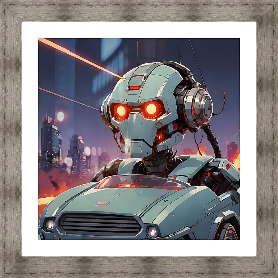 robot face Picture Frame Printing