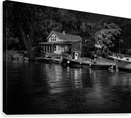 On the River BW Canvas Print