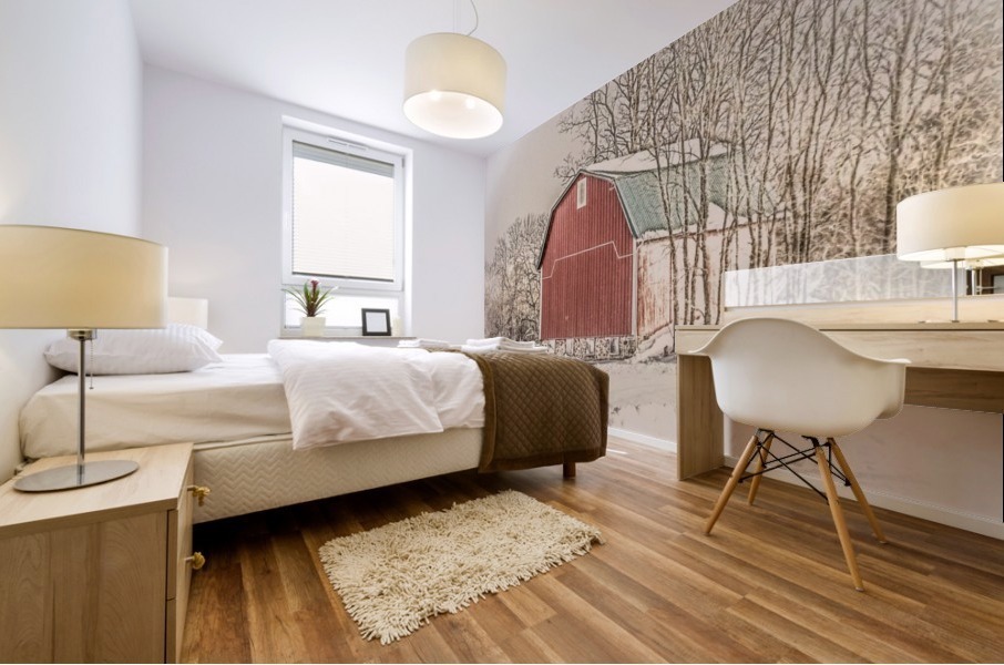 Winter Barn Mural print