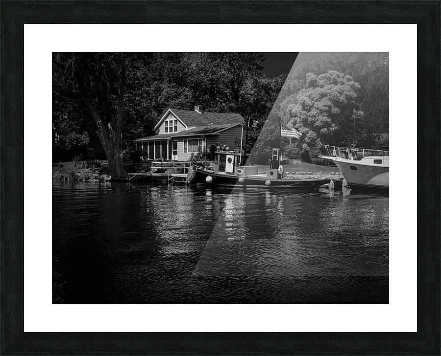 On the River BW Picture Frame print