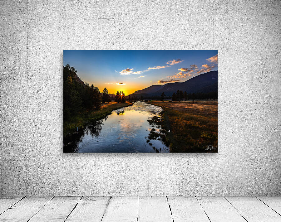 Sunset at Madison River in Yellowstone. Wall Preview