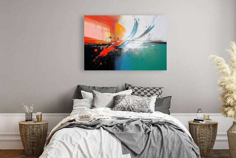 DYNAMIC BALANCE I Modern Wall Art I Abstract Floral Minimalist Prints I Premium Canvas Acrylic Framed Metal Art for Home & Office Decor  by PRESTIGE ABSTRACTS