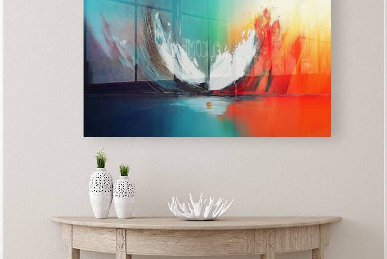 Radiant Cascade I Modern Wall Art I Abstract Floral Minimalist Prints I Premium Canvas Acrylic Framed Metal Art for Home & Office Decor by PRESTIGE ABSTRACTS