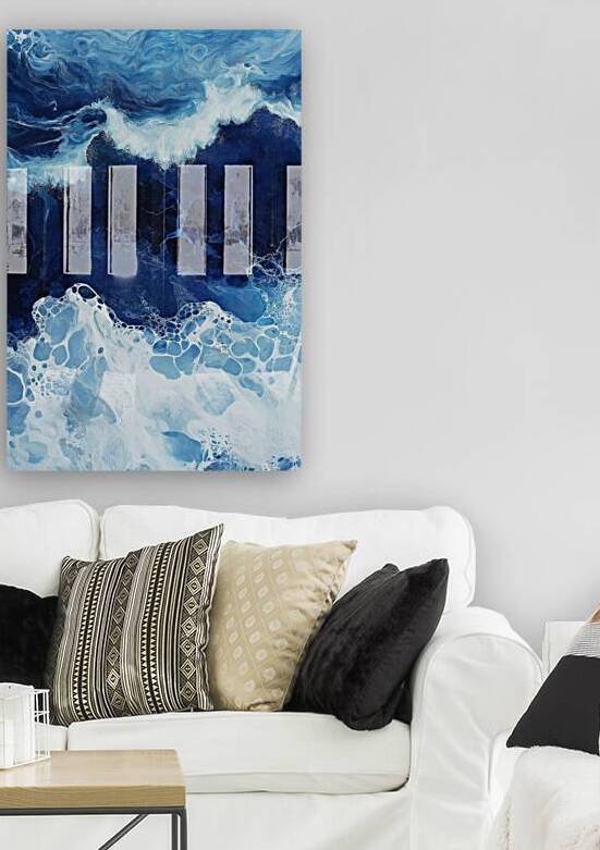 Sapphire Break  I Modern Wall Art I Abstract Floral Minimalist Prints I Premium Canvas  Acrylic Framed  Metal Art for Home & Office Decor by PRESTIGE ABSTRACTS