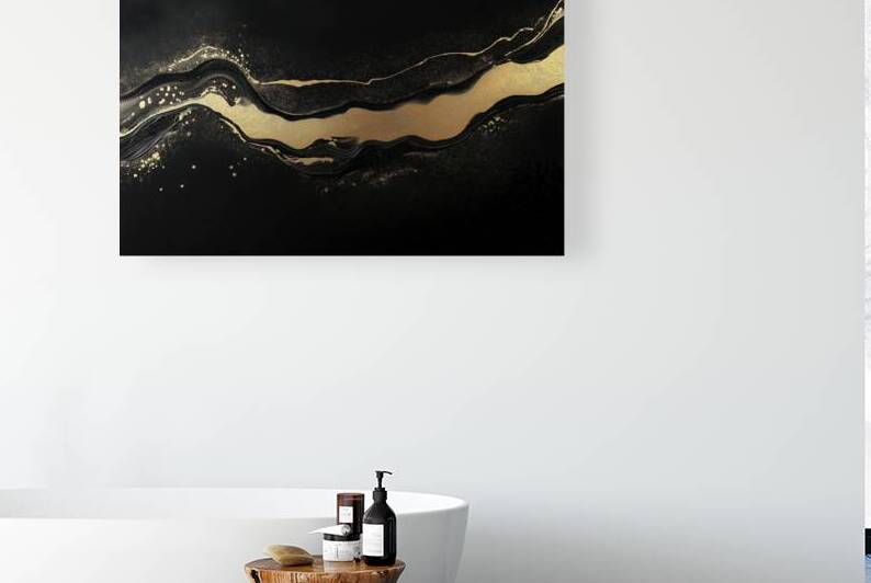 Obsidian Flow  I Modern Wall Art I Abstract Floral Minimalist Prints I Premium Canvas  Acrylic Framed  Metal Art for Home & Office Decor by PRESTIGE ABSTRACTS