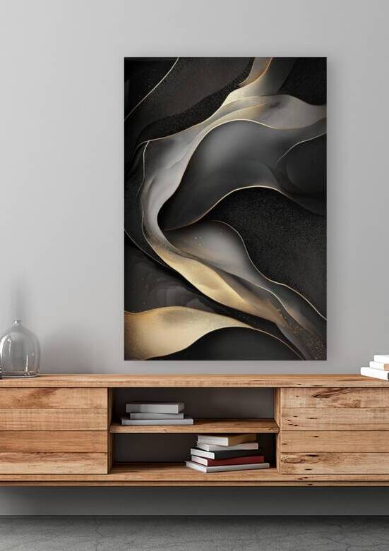 Liquid Gold  I Modern Wall Art I Abstract Floral Minimalist Prints I Premium Canvas  Acrylic Framed  Metal Art for Home & Office Decor by PRESTIGE ABSTRACTS