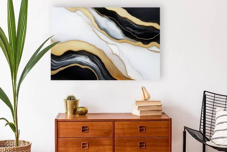 Dark Matter Luxe  I Modern Wall Art I Abstract Floral Minimalist Prints I Premium Canvas  Acrylic Framed  Metal Art for Home & Office Decor by PRESTIGE ABSTRACTS