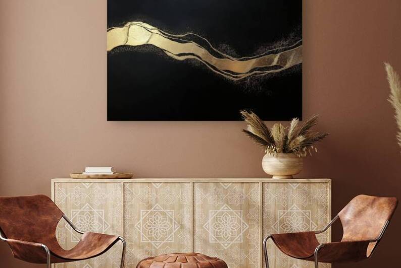 Dark Matter Luxe  I Modern Wall Art I Abstract Floral Minimalist Prints I Premium Canvas  Acrylic Framed  Metal Art for Home & Office Decor by PRESTIGE ABSTRACTS