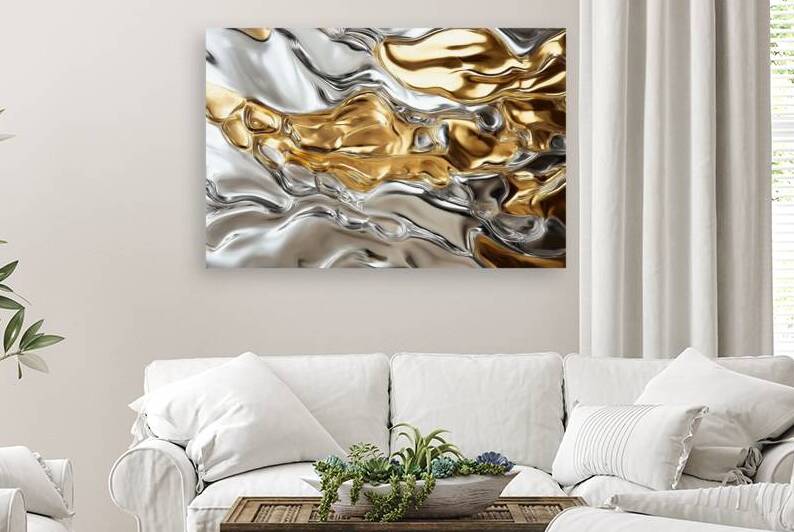 Molten Elegance  I Modern Wall Art I Abstract Floral Minimalist Prints I Premium Canvas  Acrylic Framed  Metal Art for Home & Office Decor by PRESTIGE ABSTRACTS