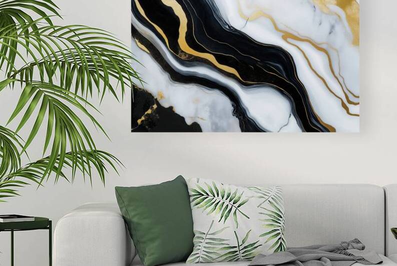 Elegant Black White and Gold Abstract Art – Modern Luxury Wall Decor for Living Rooms by PRESTIGE ABSTRACTS