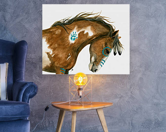 Turquoise War Paint Pinto Horse by AmyLyn Bihrle