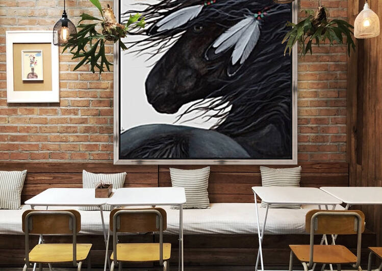 Three white Feathers Horse  by AmyLyn Bihrle