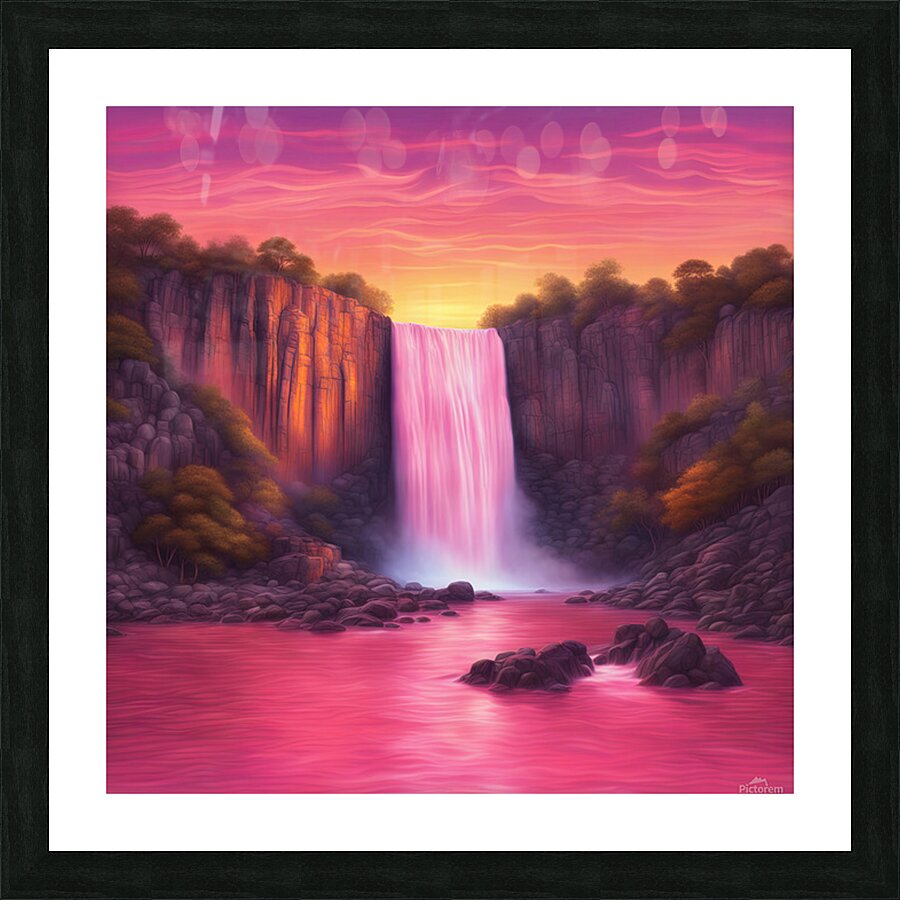 Waterfall & Sunset  Picture Frame print