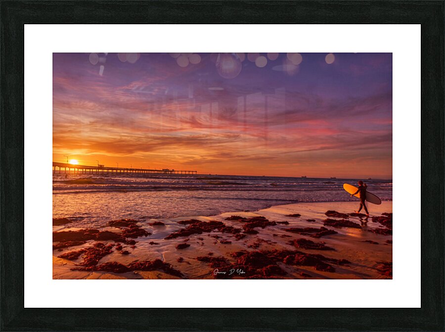 Sunset Over Ocean Beach Picture Frame print