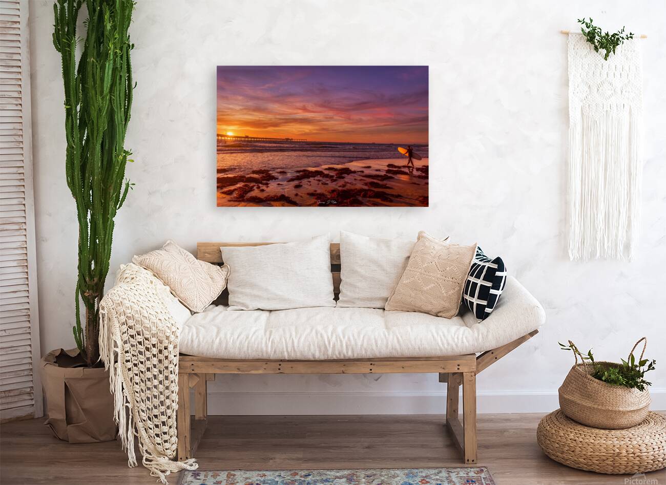 Sunset Over Ocean Beach Reproduction