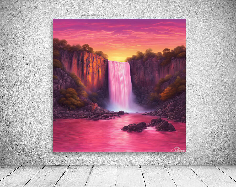 Waterfall & Sunset  Wall Preview