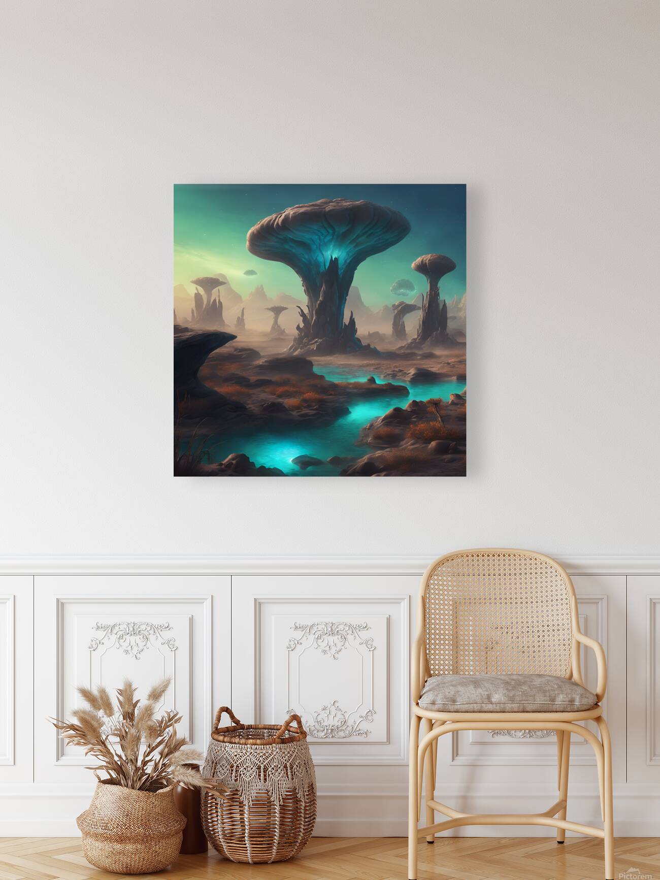 0 Illustrate an otherworldly alien landscape with Reproduction