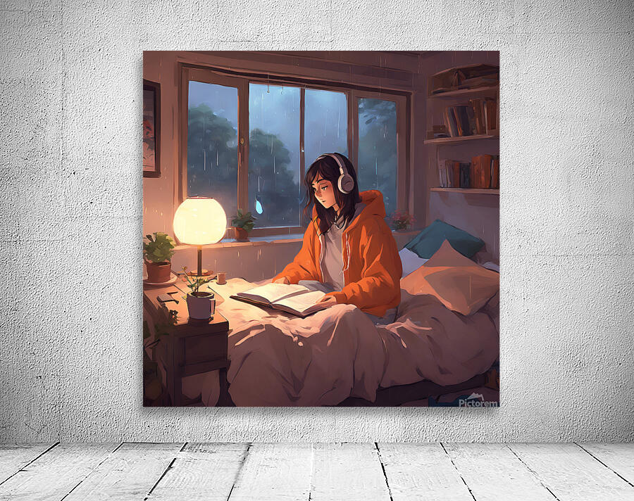 0   An anime girl in a cozy bedroom listening to Wall Preview