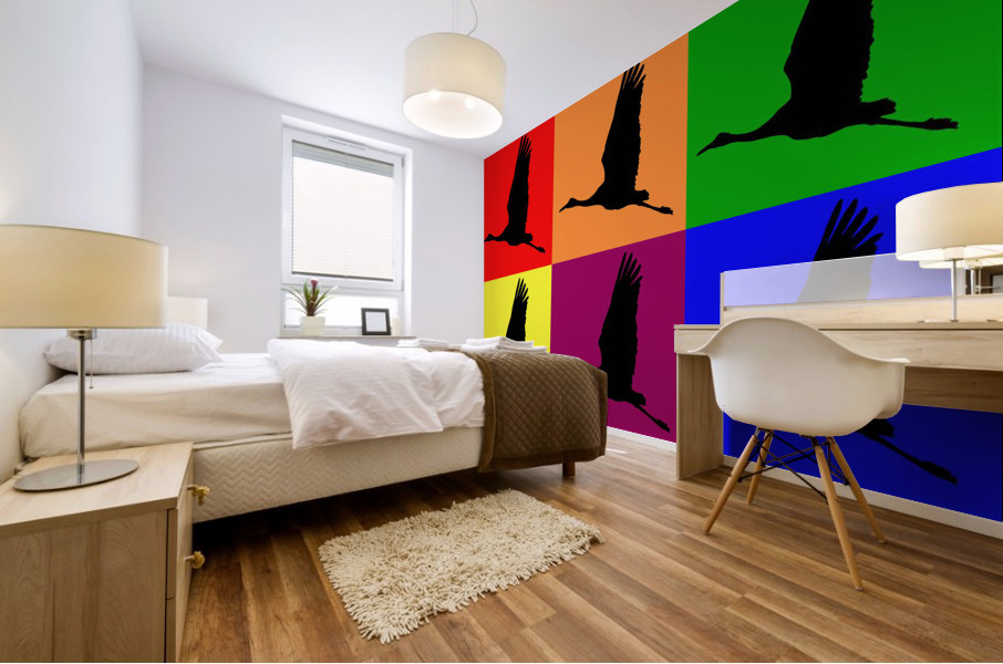 Pop Art Cranes  1 Mural print