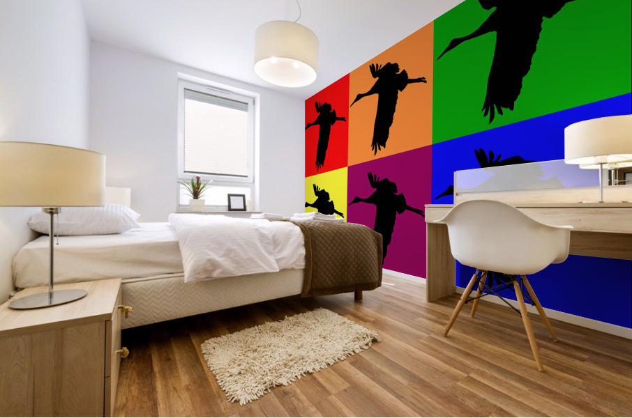 Pop Art Cranes  2 Mural print