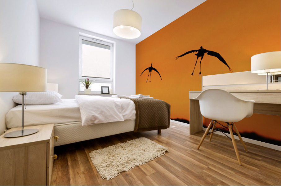 Cranes falling with Style Mural print