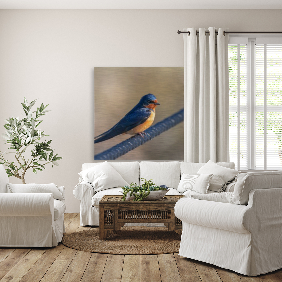 Barn Swallow on Rope Reproduction