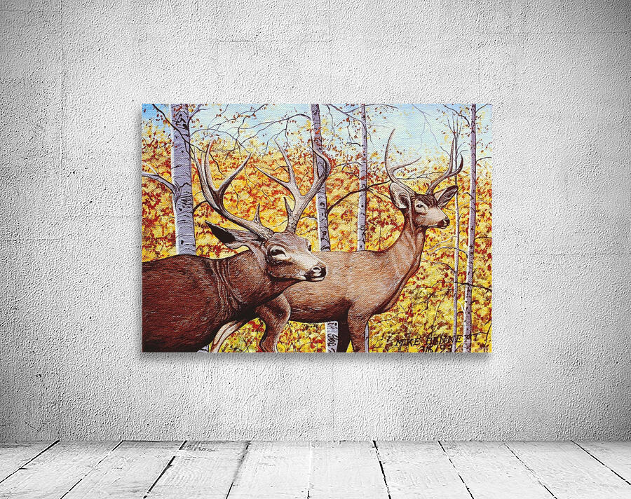 Mule Deer and Aspens    Wall Preview
