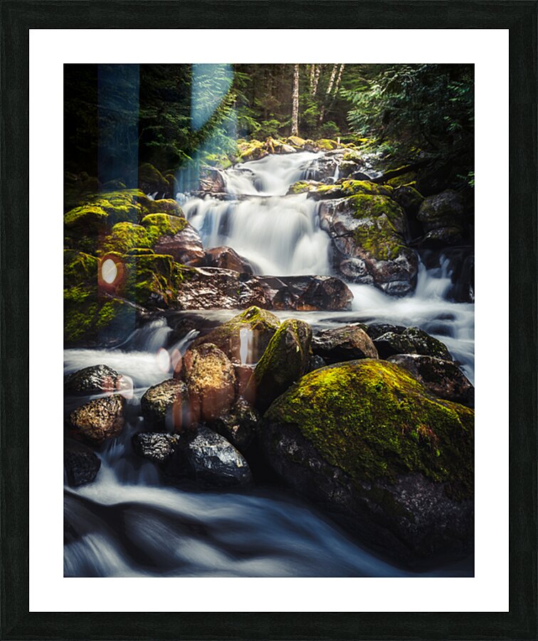 Falls through Moss  Picture Frame print