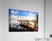Cloudy sunrise over dock Acrylic Print