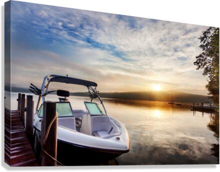 Dramatic Summer sunrise on lake Canvas Print