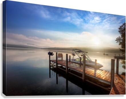 Cloudy sunrise over dock Canvas Print