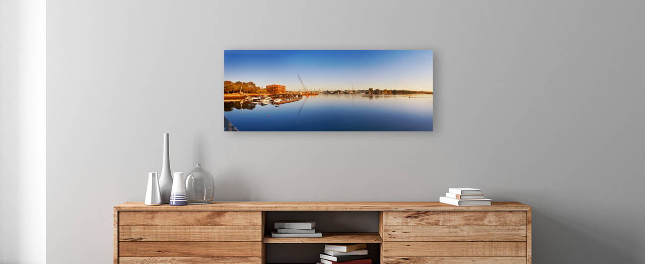 Construction equipment on the Piscataqua River by Jo Ann Snover