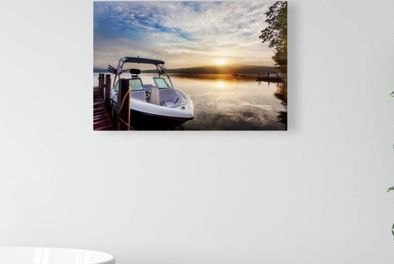 Dramatic Summer sunrise on lake Reproduction