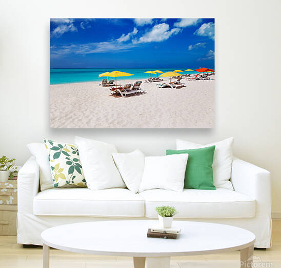 Lounge chairs and beach umbrellas on Grace Bay Beach by Jo Ann Snover