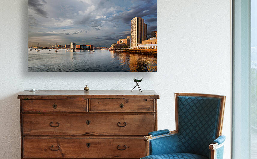 Bright light on Boston waterfront by Jo Ann Snover