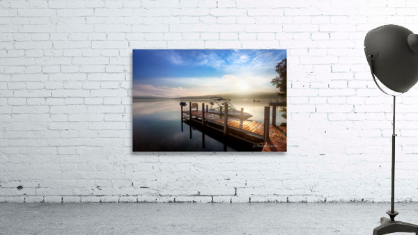 Cloudy sunrise over dock Wall Preview