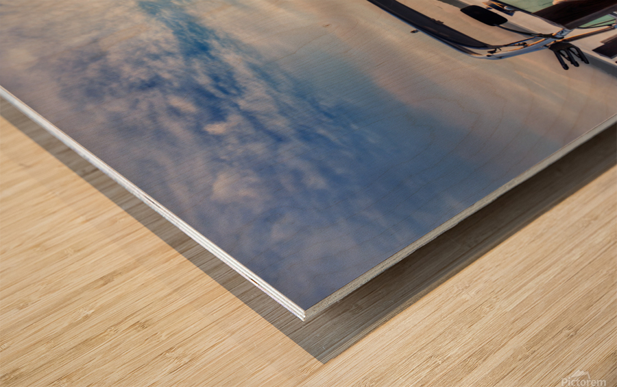 Dramatic Summer sunrise on lake Wood print