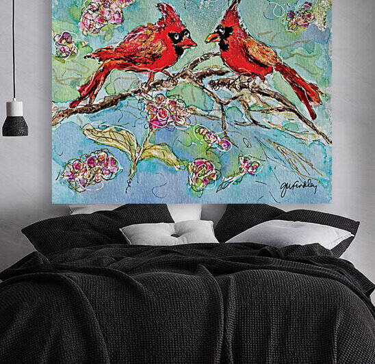 Cardinals Conversing  by Gerri Findley
