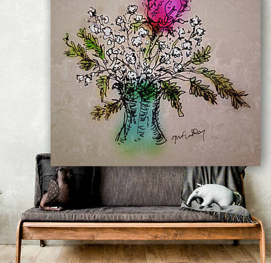 Rose & Babys Breath by Gerri Findley