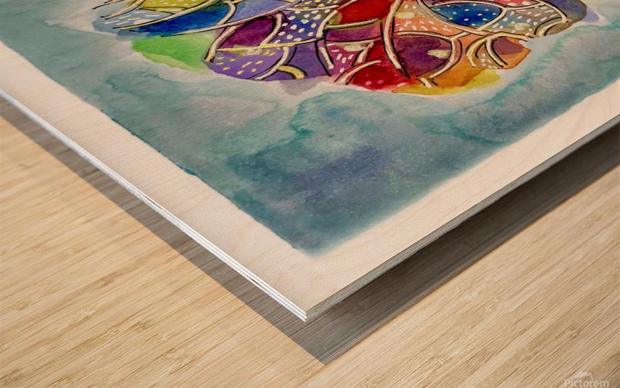 Rainbow Tree Wood print