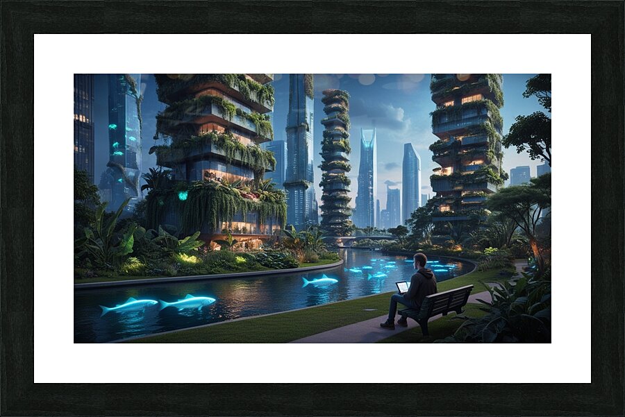 Biopunk Metropolis Picture Frame print