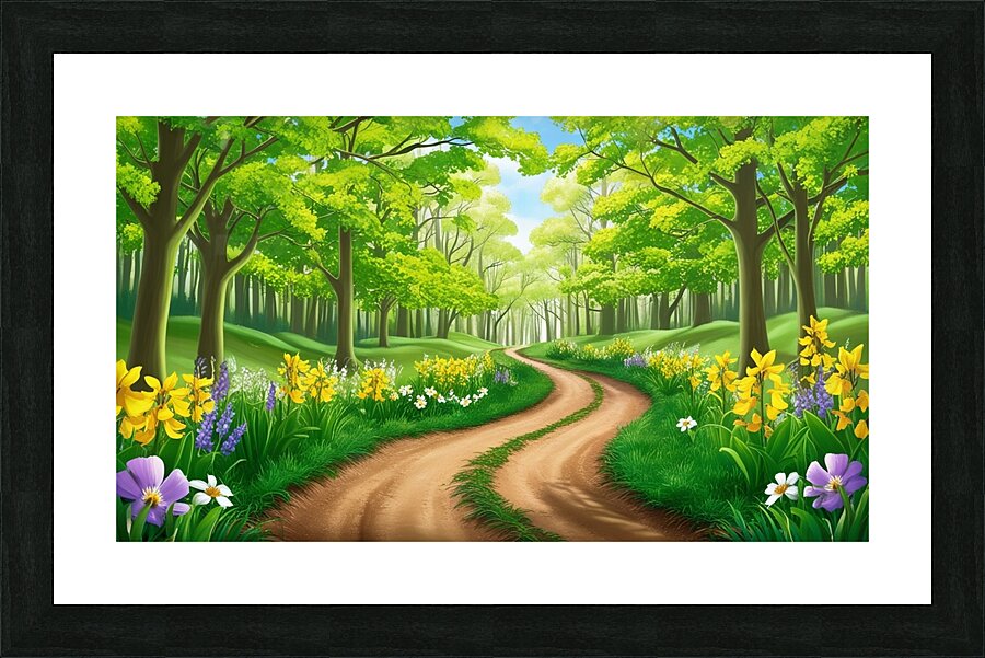 Lush Forest Path in Spring Picture Frame print