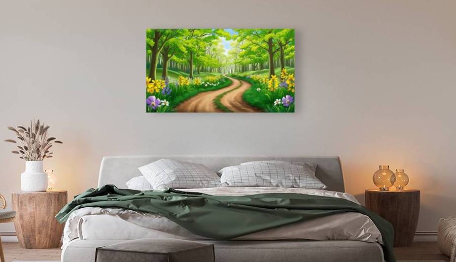 Lush Forest Path in Spring by Digi Mart