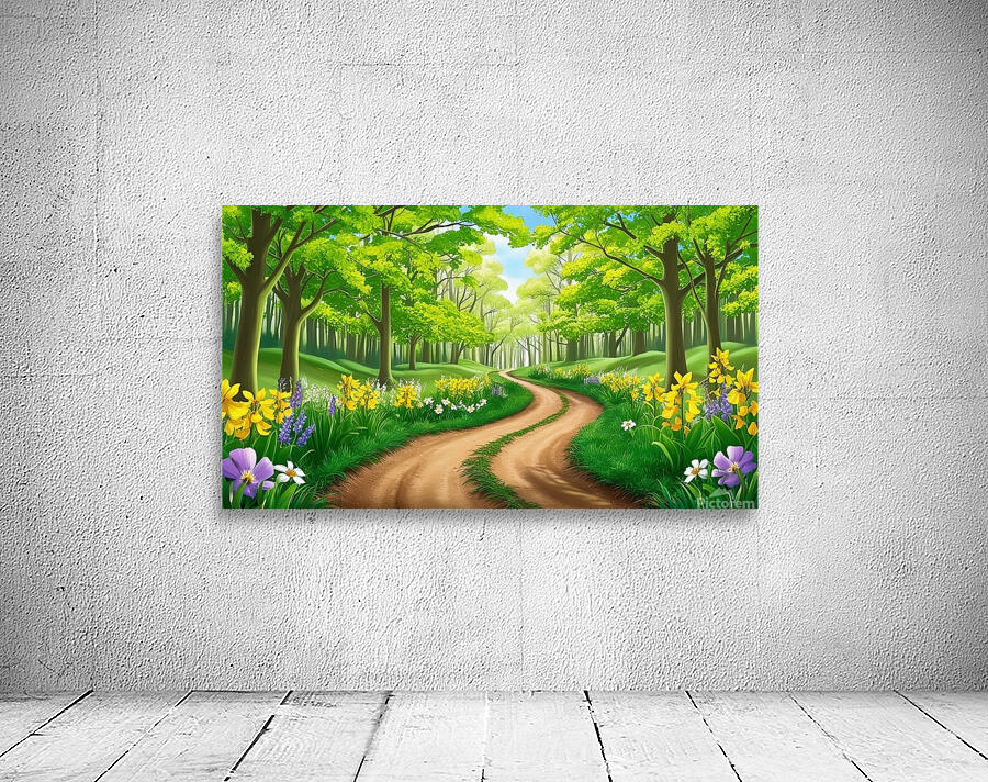Lush Forest Path in Spring Wall Preview