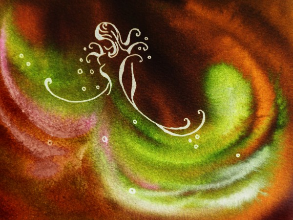 Warm Fall Flamenco Dance Abstract Watercolor  Digital Download