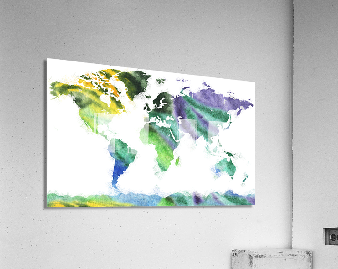 Watercolor Map Of Colorful World Silhouette I by Irina Sztukowski Wall Art