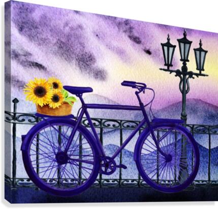 Bicycle And Sunflowers Canvas Print