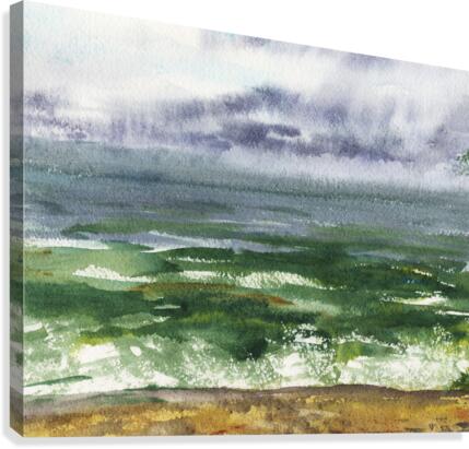 Dramatic Seascape With Beach And Waves Canvas Print
